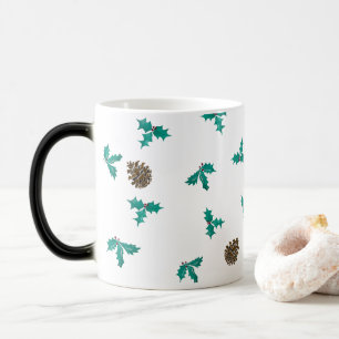 Holly mit Berries Muster Weihnachtskaffee Verwandlungstasse