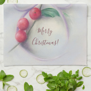 Holly mit Bow Pastel Weihnachten Geschirrtuch