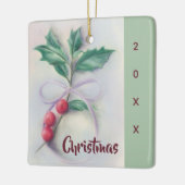 Holly mit Bow Pastel Weihnachten Keramikornament (Links)