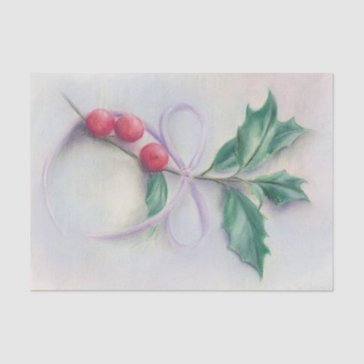 Holly mit Bow Pastel Weihnachten Seidenpapier (Vorderseite)