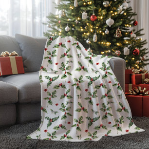 Holly Mit Monogramm Christmas Fleecedecke