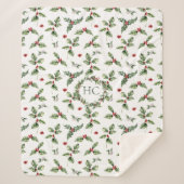 Holly Mit Monogramm Christmas Sherpadecke (Vorderseite)