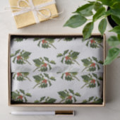 Holly mit Red Berries über Elfenbeinhintergrund Seidenpapier (Geschenk)