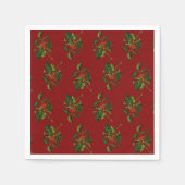 Holly mit Red Berries über Textured Red Background Serviette (Vorderseite)