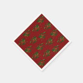 Holly mit Red Berries über Textured Red Background Serviette (Ecke)