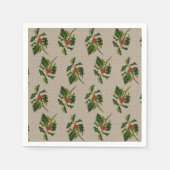 Holly mit Red Berries über texturierten Hintergrun Serviette (Vorderseite)