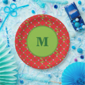 Holly Monogram Red and Green Paper Teller (Party)