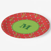 Holly Monogram Red and Green Paper Teller (Schrägansicht)