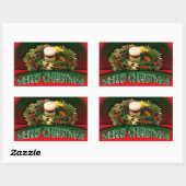 Holly n Christmas Dekorationen modern Rechteckiger Aufkleber (Blatt)