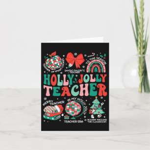 Holly N Jolly Lehrer Christmas Coquette Bow Retro Karte