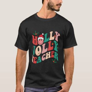 Holly N Jolly Santa Happy Face Retro Lehrer Chris T-Shirt