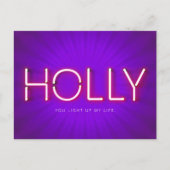 Holly Name in leuchtenden Neonleuchten Postkarte (Vorderseite)