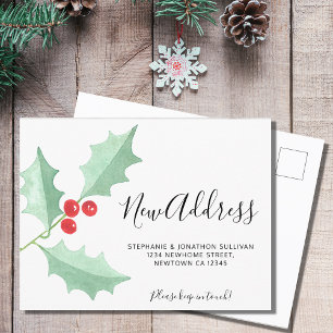 Holly New Address Moving Announcement Postcard Ankündigungspostkarte