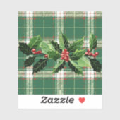 Holly on Christmas Kariert 5 Aufkleber (Blatt)
