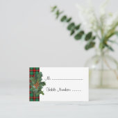 Holly on Red Green Kariert Custom Table Cards Platzkarte (Stehend Vorderseite)