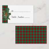 Holly on Red Green Kariert Custom Table Cards Platzkarte (Vorne/Hinten)
