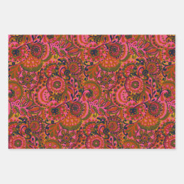 Holly Paisley Print Wrapping Paper Geschenkpapier Set