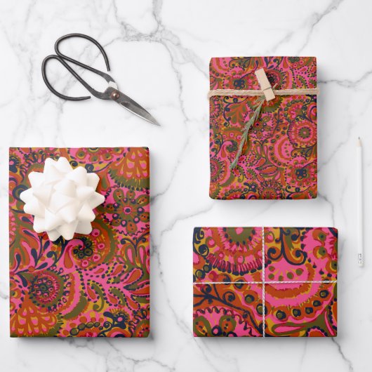 Holly Paisley Print Wrapping Paper Geschenkpapier Set (Vorderseite)