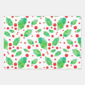 Holly Pattern Geschenkpapier Set (Vorderseite 3)