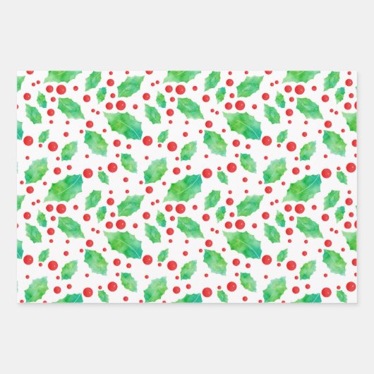 Holly Pattern Geschenkpapier Set (Vorderseite 2)