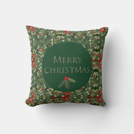 Holly Pattern Green und Red Christmas Square Kissen