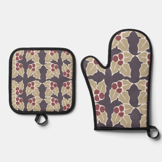 Holly Pattern Ofenhandschuh & Topflappen-Set (Vorderseite)