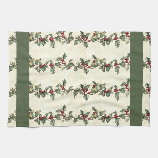 Holly Pattern Weihnachtsküchentuch Geschirrtuch (Horizontal)