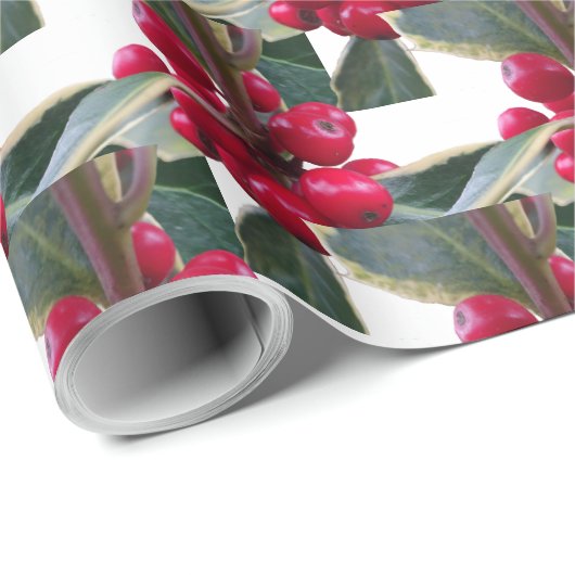 Holly Pattern Weihnachtswrapping Paper Geschenkpapier (Rolleneckpunkt)