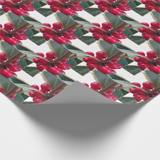 Holly Pattern Weihnachtswrapping Paper Geschenkpapier (Ecke)