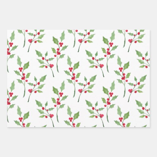 Holly Patterns Geschenkpapier Set (Vorderseite)