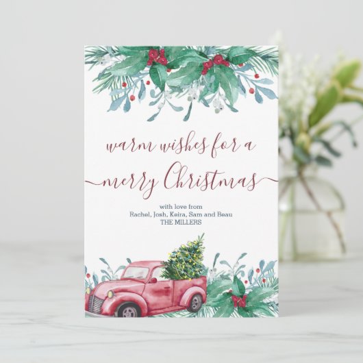 Holly Pflanze Mistletoe und Red Truck Weihnachten (Stehend Vorderseite)