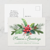Holly Pine & Berry | Ärztliche Feiertage Postkarte (Vorne/Hinten)