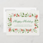 Holly Pine & Berry | Holiday Greetings Postkarte (Vorne/Hinten)