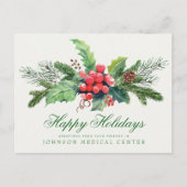 Holly Pine & Berry | Medical Holiday Greetings Postkarte (Vorderseite)
