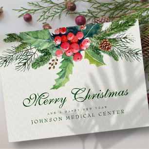 Holly Pine & Berry Medical Holiday Greetings Postkarte