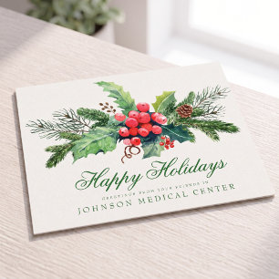 Holly Pine & Berry Medical Holiday Greetings Postkarte