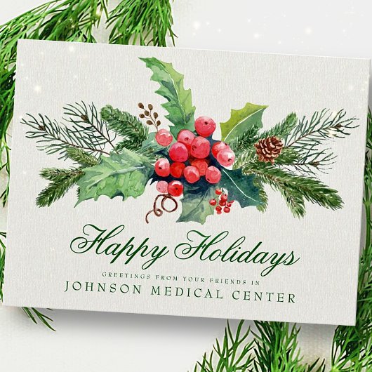 Holly Pine & Berry | Medical Holiday Greetings Postkarte