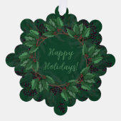 Holly Pine Branches Berries Weihnachtsfeier Ornament Karte (Vorderseite)