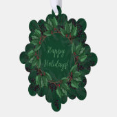 Holly Pine Branches Berries Weihnachtsfeier Ornament Karte (Linke Ecke)