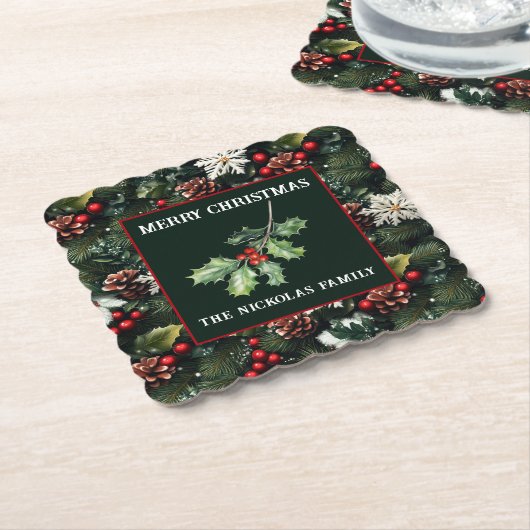 Holly & Pine Celebration Untersetzer (angewinkelt)
