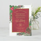 Holly & Pine Elegante Weihnachten Einladung (Stehend Vorderseite)