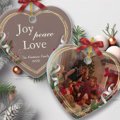 Holly & Pine Gold Frame Familie Foto 2-seitig Ce Keramik Ornament