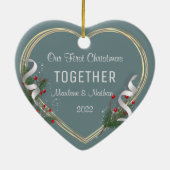 Holly & Pine Gold Frame Foto 1. Weihnachten gemein Keramik Ornament (Hinten)