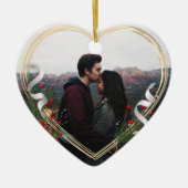 Holly & Pine Gold Frame Foto 1. Weihnachten gemein Keramik Ornament (Vorne)