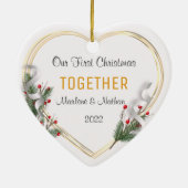 Holly & Pine Gold Frame Foto 1. Weihnachten gemein Keramik Ornament (Hinten)