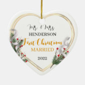 Holly & Pine Gold Frame Foto 2-seitig Keramik Ornament (Hinten)