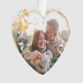 Holly & Pine Gold Frame Foto 2-seitig Ornament (Vorderseite)