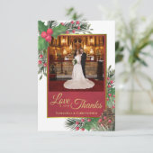 Holly & Pine Holiday Themenabend Liebe & Dank Hoch Dankeskarte (Stehend Vorderseite)