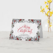Holly & Pine Rustic Christmas Corporate Gruß C Karte (Gelbe Blume)