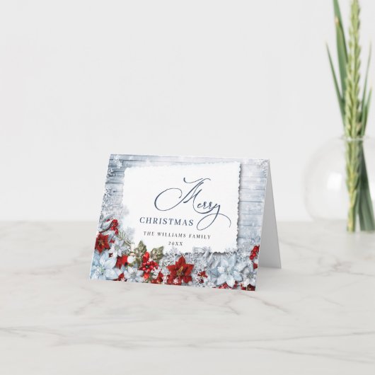 Holly & Pine Rustikaler Weihnachtsgruß Feiertagskarte (Vorderseite)